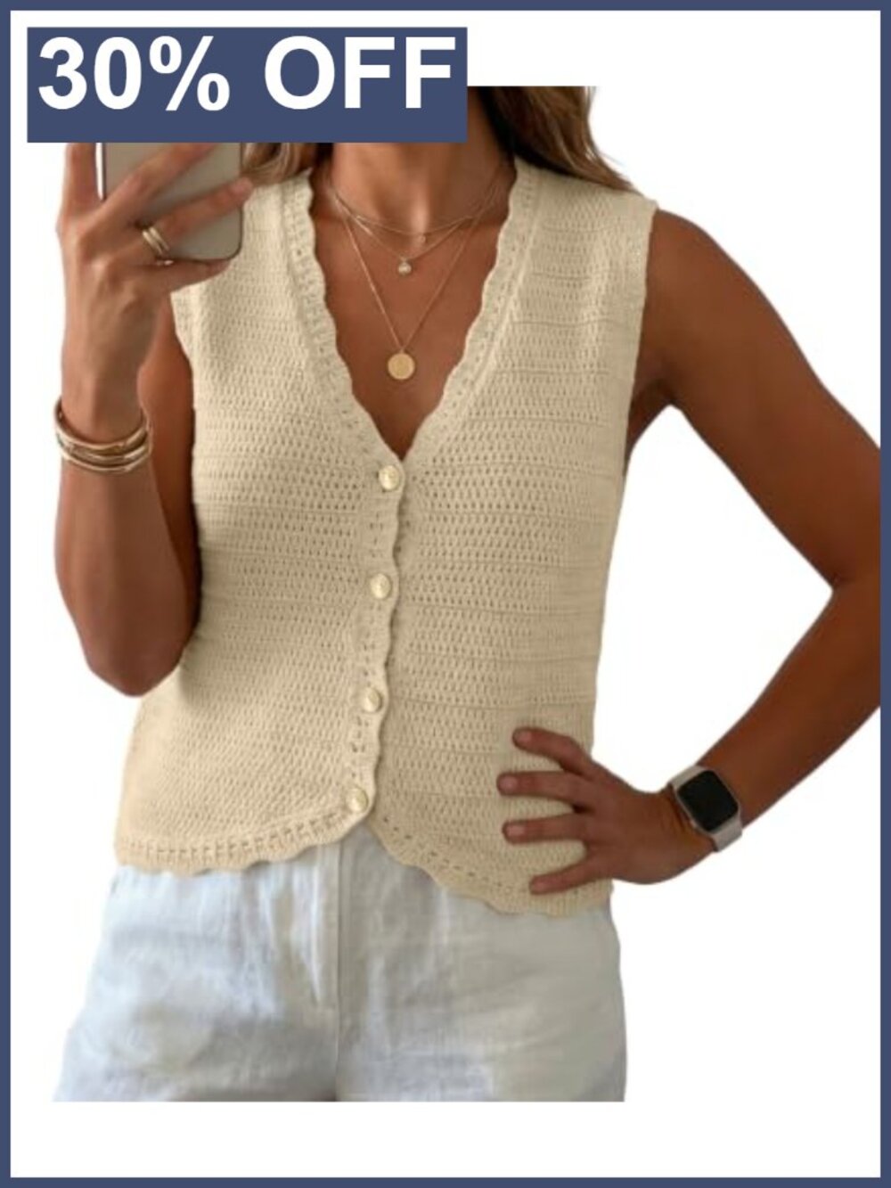 Sleeveless V Neck Sweater Vest Knit Tank Top Cotton Blend Cropped
